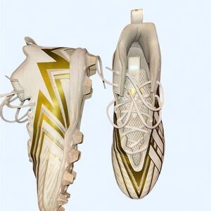 Adidas Gold and White Athletic Shoes with Zigzag Design